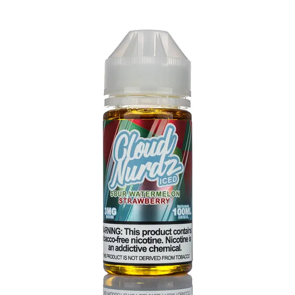 Cloud Nurdz E-Liquid - Sour Watermelon Strawberry Iced - 100ml - Black Coral